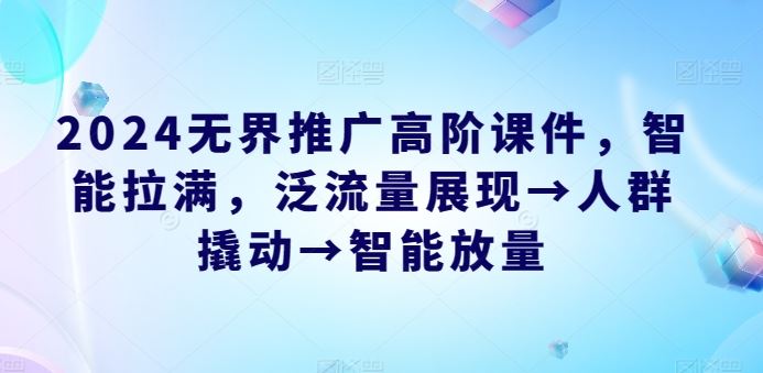 2024无界推广高阶课件，智能拉满，泛流量展现→人群撬动→智能放量-新星起源