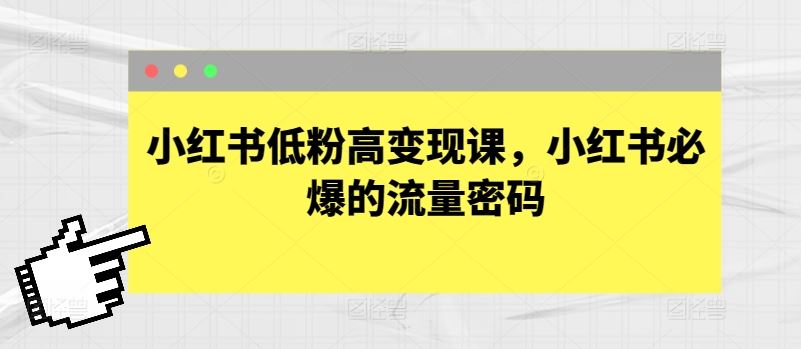 小红书低粉高变现课，小红书必爆的流量密码-新星起源