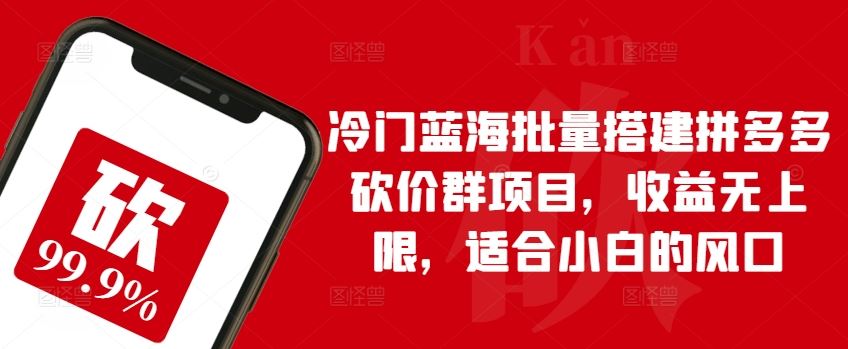 冷门蓝海批量搭建拼多多砍价群项目，收益无上限，适合小白的风口【揭秘】-新星起源