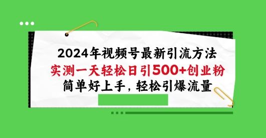 2024年视频号最新引流方法，实测一天轻松日引100+创业粉，简单好上手，轻松引爆流量【揭秘】-新星起源