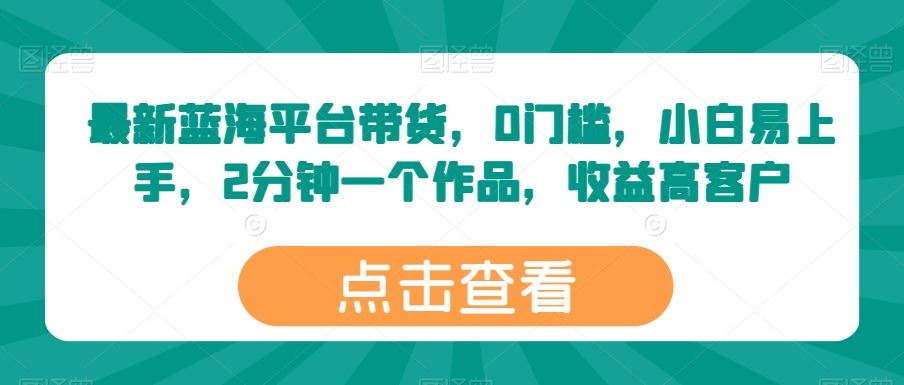 最新蓝海平台带货，0门槛，小白易上手，2分钟一个作品，收益高【揭秘】-新星起源