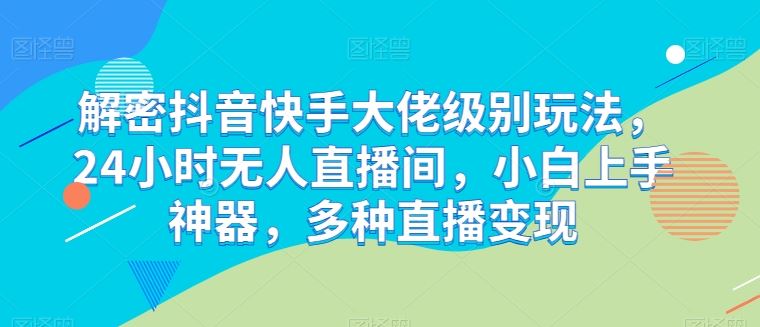 解密抖音快手大佬级别玩法，24小时无人直播间，小白上手神器，多种直播变现【揭秘】-新星起源