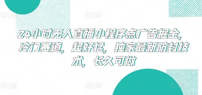 24小时无人直播小程序点广告掘金，冷门赛道，起好猛，独家最新防封技术，长久可做【揭秘】-新星起源