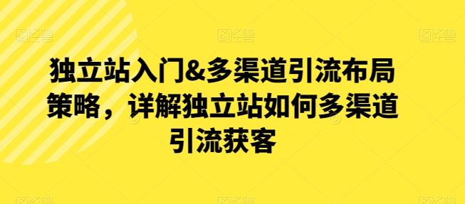 独立站入门&多渠道引流布局策略，详解独立站如何多渠道引流获客-新星起源