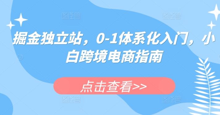 掘金独立站，0-1体系化入门，小白跨境电商指南-新星起源