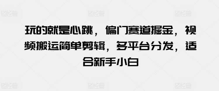 玩的就是心跳，偏门赛道掘金，视频搬运简单剪辑，多平台分发，适合新手小白【揭秘】-新星起源