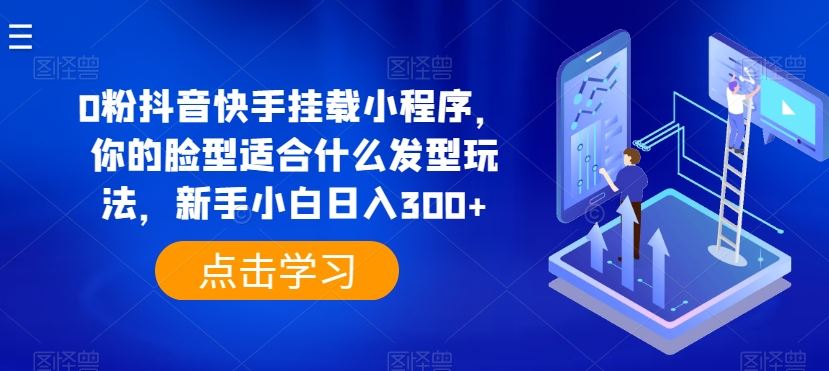 0粉抖音快手挂载小程序，你的脸型适合什么发型玩法，新手小白日入300+【揭秘】-新星起源