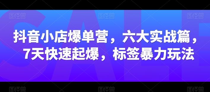 抖音小店爆单营，六大实战篇，7天快速起爆，标签暴力玩法-新星起源