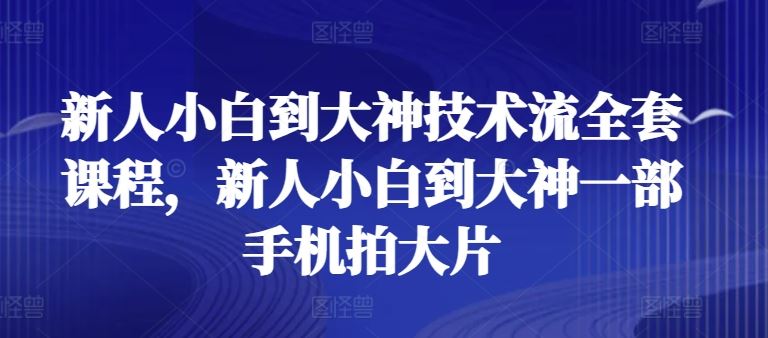 新人小白到大神技术流全套课程，新人小白到大神一部手机拍大片-新星起源