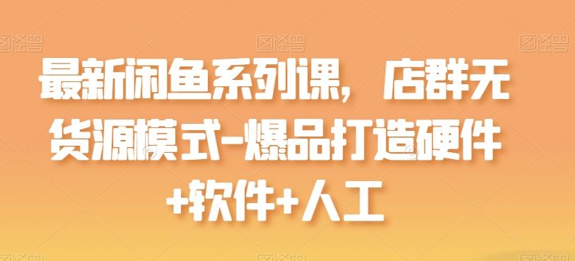 最新闲鱼系列课，店群无货源模式-爆品打造硬件+软件+人工-新星起源