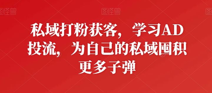 私域打粉获客，学习AD投流，为自己的私域囤积更多子弹-新星起源