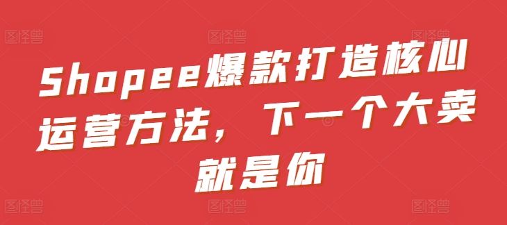 Shopee爆款打造核心运营方法，下一个大卖就是你-新星起源