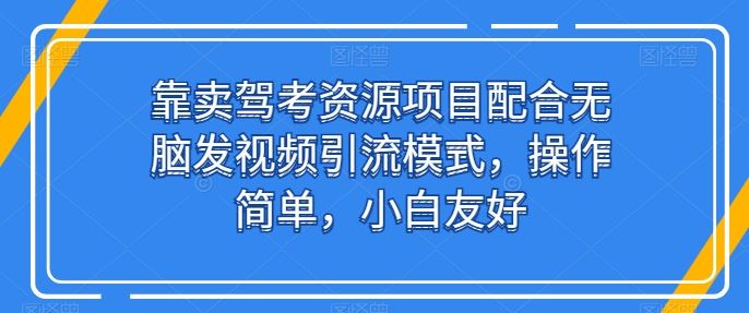 靠卖驾考资源项目配合无脑发视频引流模式，操作简单，小白友好【揭秘】-新星起源