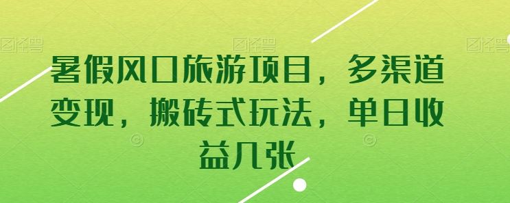 暑假风口旅游项目，多渠道变现，搬砖式玩法，单日收益几张【揭秘】-新星起源