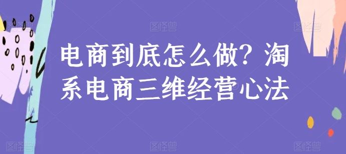 电商到底怎么做？淘系电商三维经营心法-新星起源