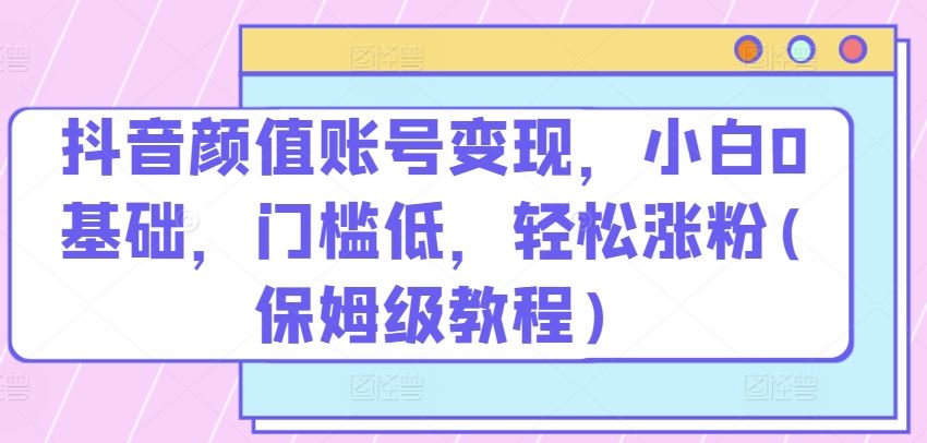 抖音颜值账号变现，小白0基础，门槛低，​轻松涨粉(保姆级教程)【揭秘】-新星起源