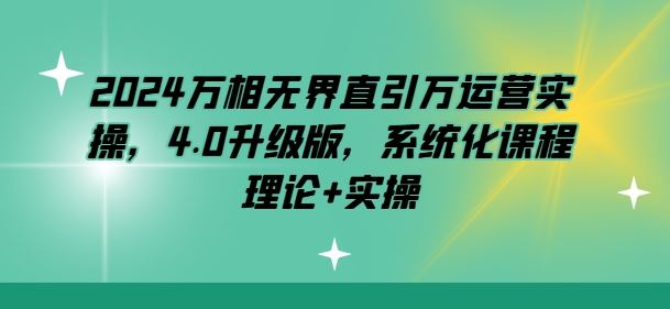 2024万相无界直引万运营实操，4.0升级版，系统化课程 理论+实操-新星起源