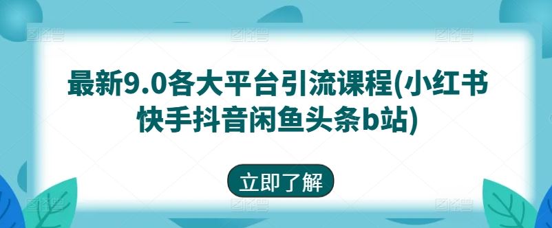 最新9.0各大平台引流课程(小红书快手抖音闲鱼头条b站)-新星起源