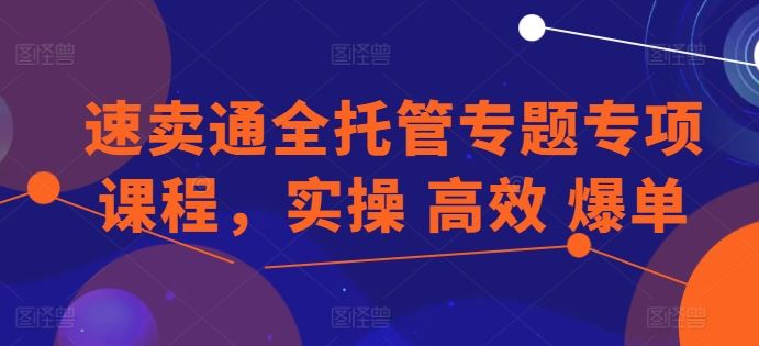 速卖通全托管专题专项课程，实操 高效 爆单-新星起源