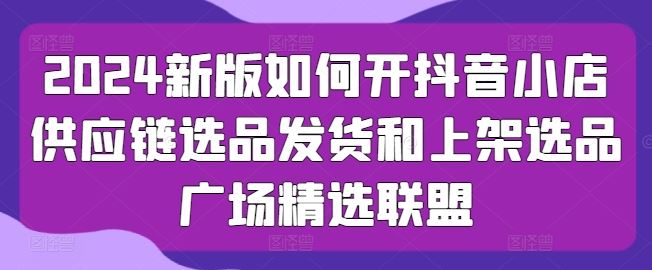 2024新版如何开抖音小店供应链选品发货和上架选品广场精选联盟-新星起源