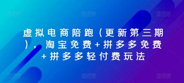 虚拟电商陪跑(更新第三期)，淘宝免费+拼多多免费+拼多多轻付费玩法-新星起源