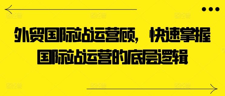 外贸国际站运营顾问，快速掌握国际站运营的底层逻辑-新星起源