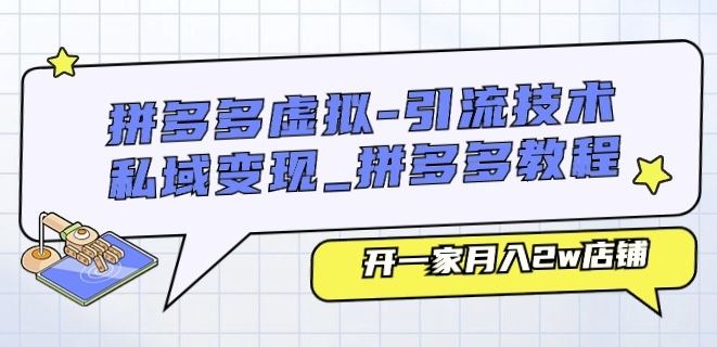 拼多多虚拟-引流技术与私域变现_拼多多教程：开一家月入2w店铺-新星起源