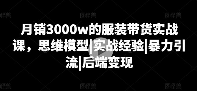 月销3000w的服装带货实战课，思维模型|实战经验|暴力引流|后端变现-新星起源