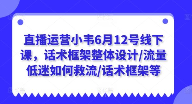 直播运营小韦6月12号线下课，话术框架整体设计/流量低迷如何救流/话术框架等-新星起源