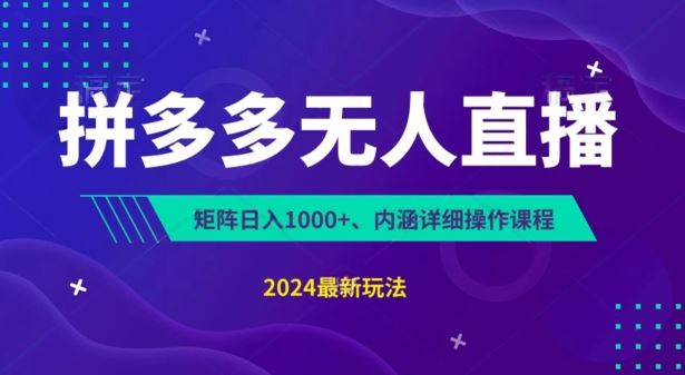 拼多多无人直播不封号，0投入，3天必起，无脑挂机，日入1k+【揭秘】-新星起源