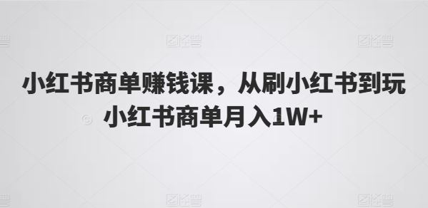 小红书商单赚钱课，从刷小红书到玩小红书商单月入1W+-新星起源