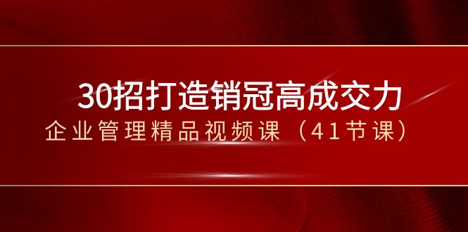 30招打造销冠高成交力-企业管理精品视频课（41节课）-新星起源