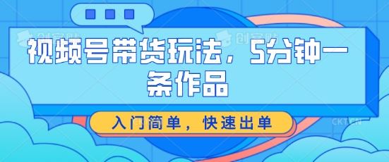 视频号带货玩法，5分钟一条作品，入门简单，快速出单【揭秘】-新星起源