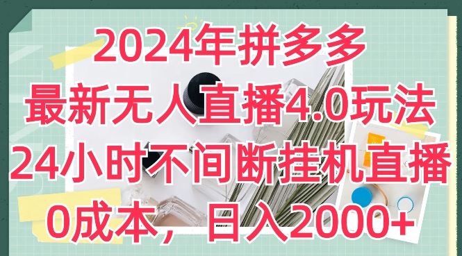 2024年拼多多最新无人直播4.0玩法，24小时不间断挂机直播，0成本，日入2k【揭秘】-新星起源