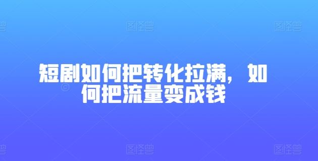 短剧如何把转化拉满，如何把流量变成钱-新星起源