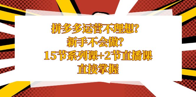 拼多多运营不理想？新手不会做？15节系列课+2节直播课学会直接掌握-新星起源