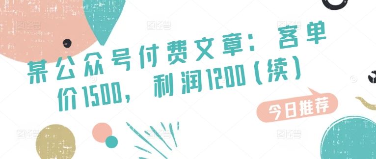 某公众号付费文章：客单价1500，利润1200(续)，市场几乎可以说是空白的-新星起源