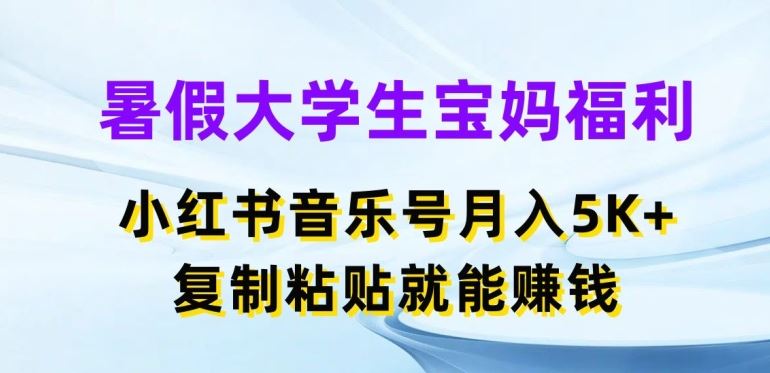 暑假大学生宝妈福利，小红书音乐号月入5000+，复制粘贴就能赚钱【揭秘】-新星起源