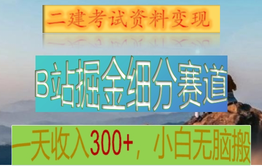 B站掘金细分赛道，二建考试资料变现，一天收入300+，操作简单，纯小白也能轻松上手-新星起源