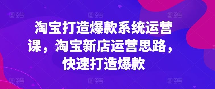 淘宝打造爆款系统运营课，淘宝新店运营思路，快速打造爆款-新星起源