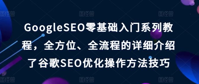 GoogleSEO零基础入门系列教程，全方位、全流程的详细介绍了谷歌SEO优化操作方法技巧-新星起源