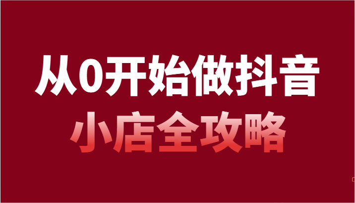 从0开始做抖音小店全攻略，抖音开店全步骤详细解说（54节课）-新星起源