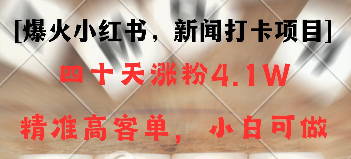 新闻打卡项目，小红书40天涨粉4.1w，高客单精准粉，变现能力超强-新星起源