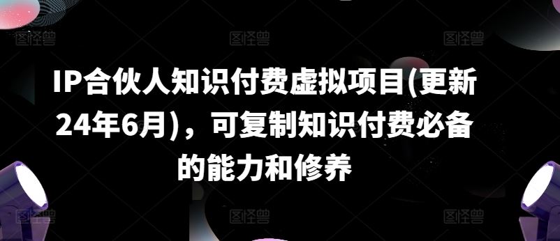 IP合伙人知识付费虚拟项目(更新24年6月)，可复制知识付费必备的能力和修养-新星起源