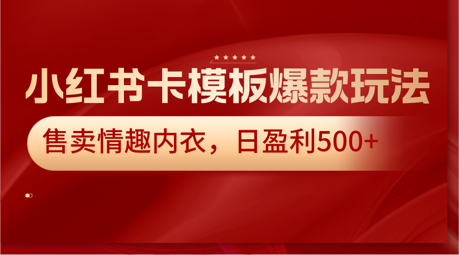 小红书卡模板爆款玩法，售卖情趣内衣，日盈利500+-新星起源