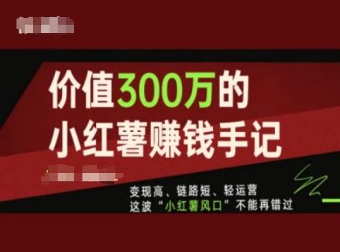 价值300万的小红书赚钱手记，变现高、链路短、轻运营，这波“小红薯风口”不能再错过-新星起源