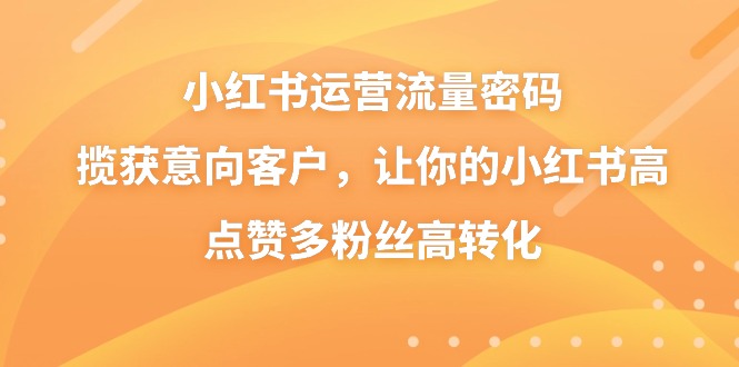 小红书运营流量密码，揽获意向客户，让你的小红书高点赞多粉丝高转化-新星起源