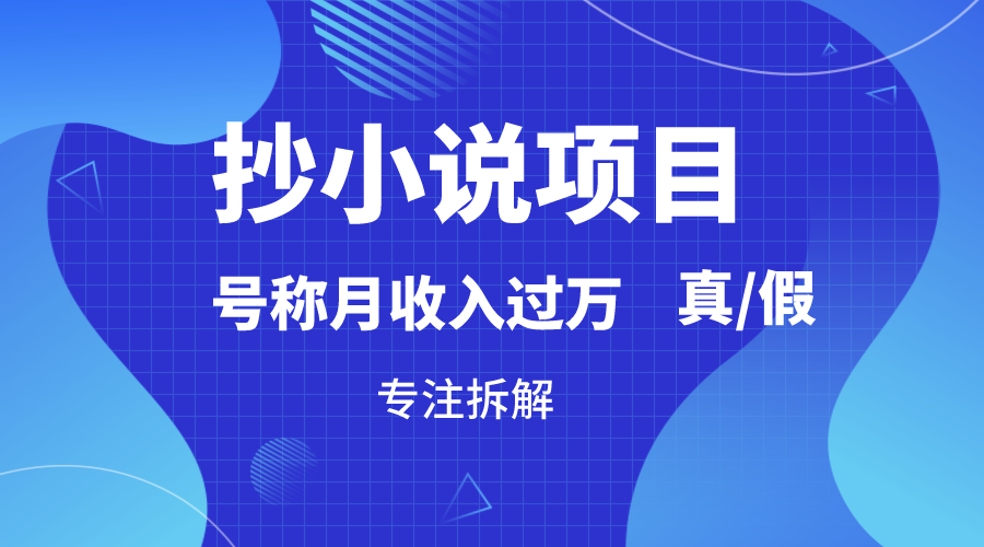 抄小说项目，号称月入过万，到底是否真实，能不能做，详细拆解-新星起源