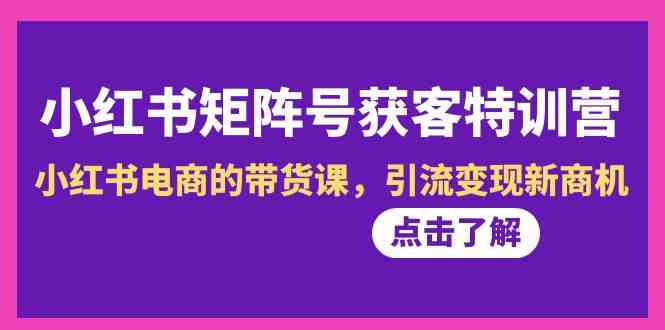 小红书矩阵号获客特训营-第10期，小红书电商的带货课，引流变现新商机-新星起源