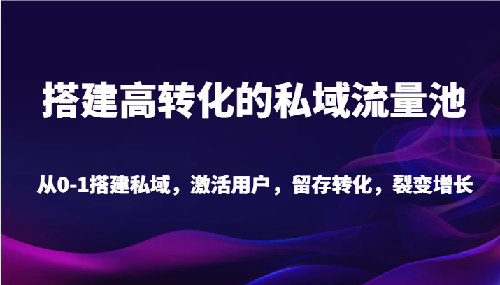 搭建高转化的私域流量池 从0-1搭建私域，激活用户，留存转化，裂变增长（20节课）-新星起源